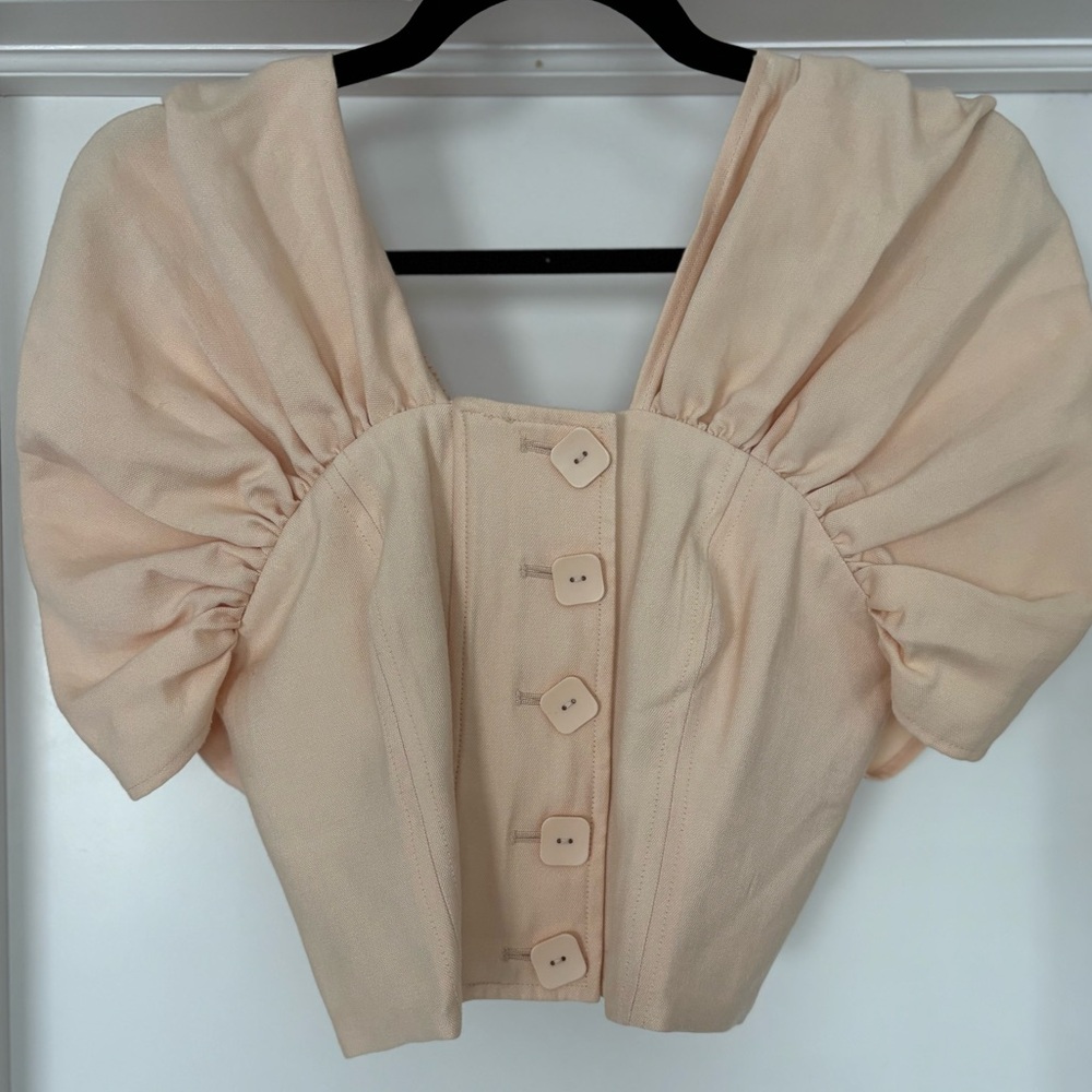 C/Meo Peach off shoulder Crop Top